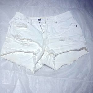 White jean shorts